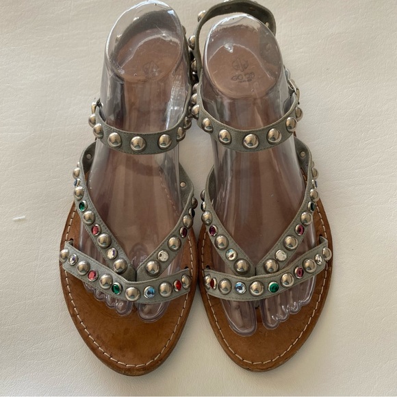 Golden Goose Women’s 41 Or 10 Studded Suede Strappy Sandal Authentic - Picture 3 of 12